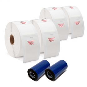 RED OIL CAN LABEL KIT 4 ROLLS LABELS + 2 INK RIBBONS
