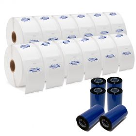 BLUE WRENCH LABEL KIT 12 ROLLS LABELS + 6 INK RIBBONS